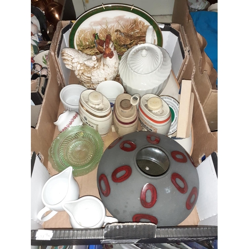 54 - Box of Assorted China Including Spirit Barrels, Modern German Vase etc.