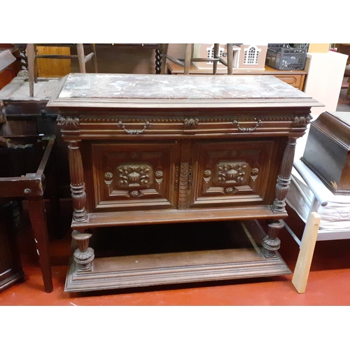 553 - French 19th Century Style Carved Oak Buffet with Two Drawers, Double Cupboard & Undershelf with a So... 