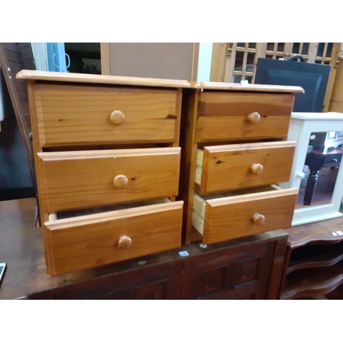 580 - Pair of Three Drawer Solid Pine Bedside Cabinets.