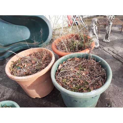 637 - Three Large Plastic Terracotta Effect Planters - approx 23