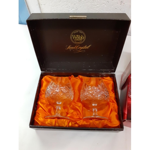 158 - Boxed Set of 'Opera' Wine Glasses along with Two Boxed Webb Crystal Glasses.