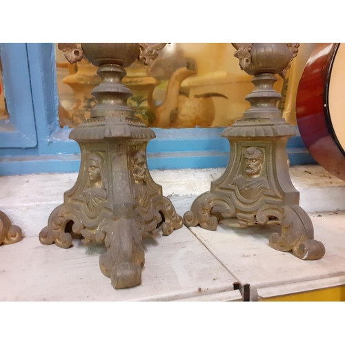 200 - Set of Four Tall Gilded Metal Church Candle Holders in 19th Century Italian Style - Approximately 19... 