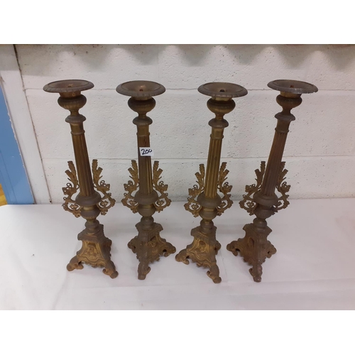 200 - Set of Four Tall Gilded Metal Church Candle Holders in 19th Century Italian Style - Approximately 19... 