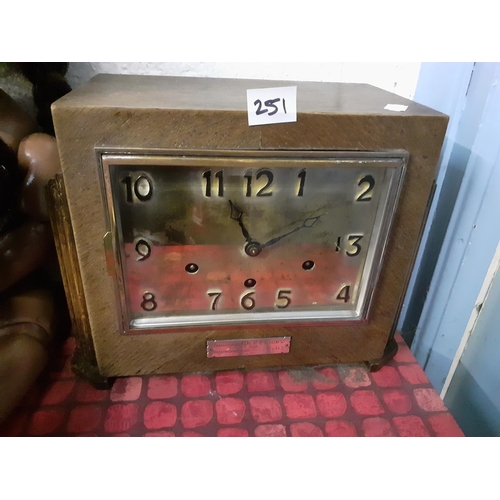 251 - Oak Cased Art Deco Mantle Clock.