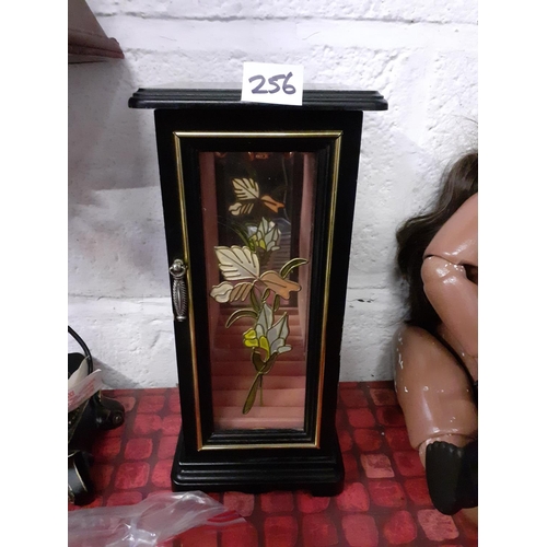 256 - Black Jewellery Cabinet with Glass Door.