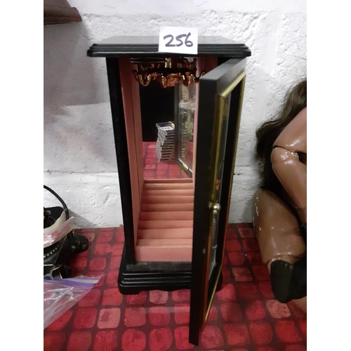 256 - Black Jewellery Cabinet with Glass Door.