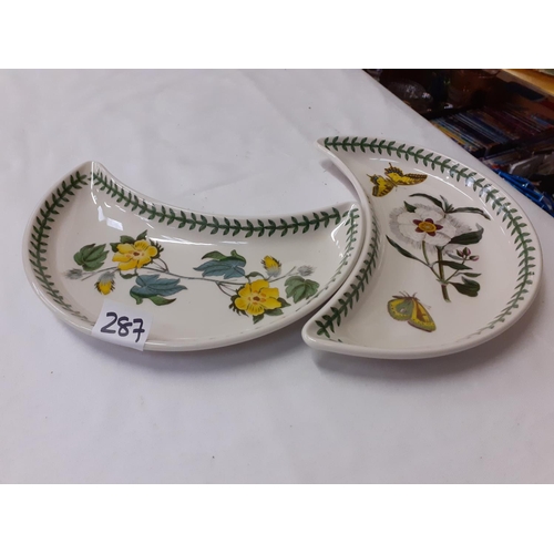 287 - Pair of Portmeirion Botanic Garden Crescent Side Plates.