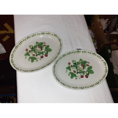 309 - Pair of Portmeirion Oval Summer Strawberries Platters / Serving Dishes Length c.10.5”.