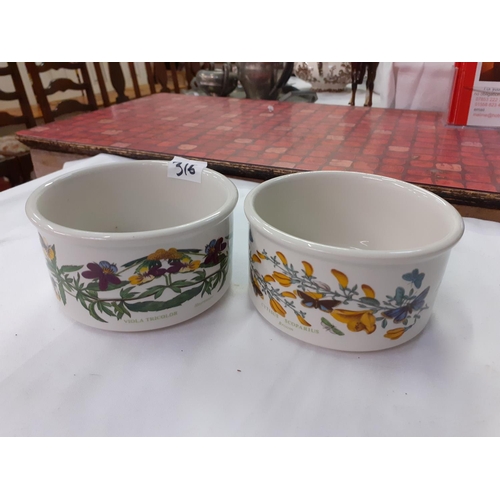 316 - Pair of Portmeirion Botanic Garden Small Casseroles/Large Ramekins.