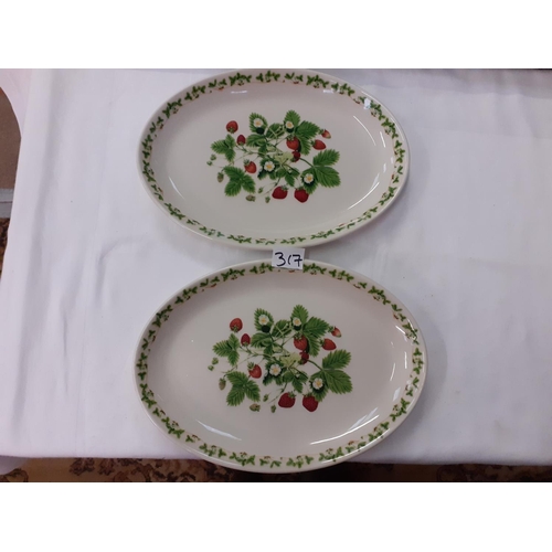 317 - Pair of Portmeirion Oval Summer Strawberries Platters / Serving Dishes Length c.10.5”.