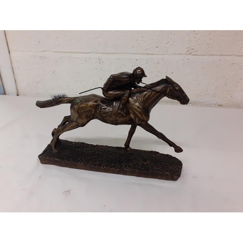 339 - Veronese Bronze Effect Model Racehorse - approx 28cm long, crop at fault.