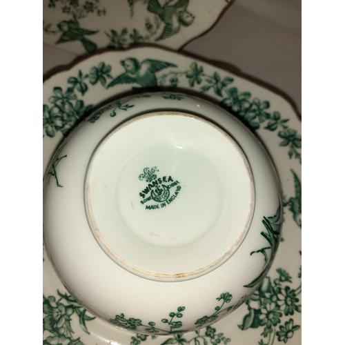 374 - 20 Piece Green & White Swansea Tea Set.