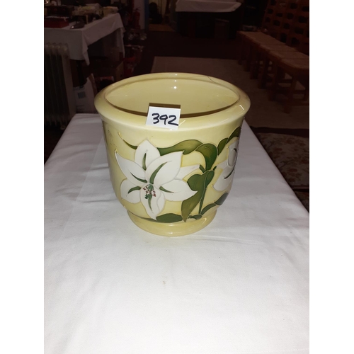 392 - Moorcroft Yellow Ground Bermuda Lily Jardinière with Walter Moorcroft Initials - Height c.17.5cm (c.... 