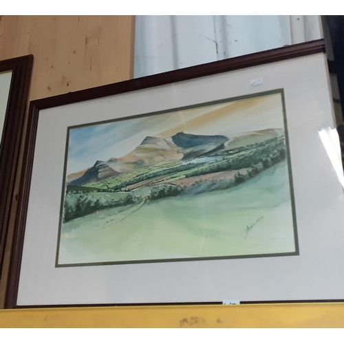 463 - Framed & Glazed Hillside Scene Signed Watercolour.