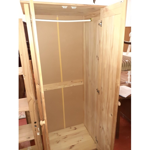 504 - Small Pine Double Wardrobe with Hanging Rail.