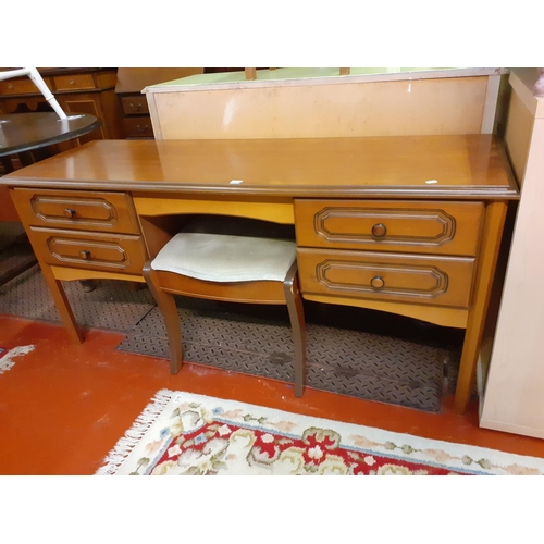 515 - Yew 4 Drawer Dressing Table with Matching Stool.