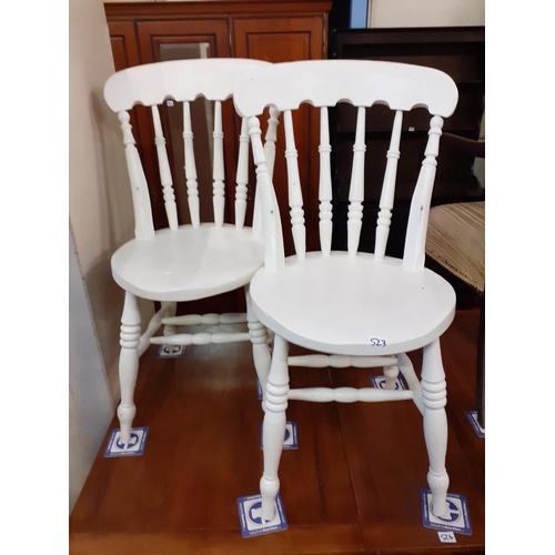 523 - Pair of Painted Spindle Back Penny Chairs.