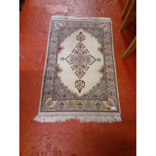 526 - Small Cream and Floral Mat - 1m x 60cm.