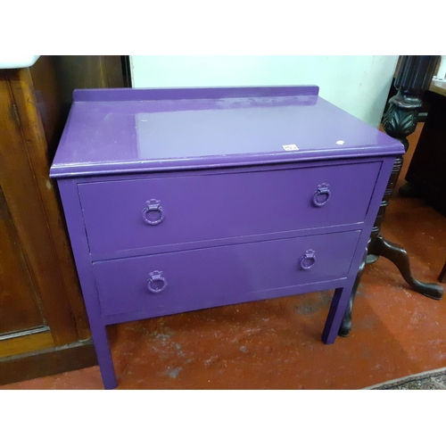 527 - Painted Purple Two Drawer Chest of Drawers.