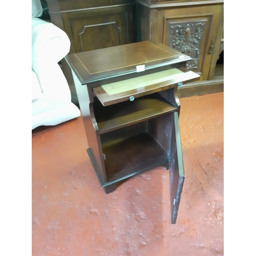 535 - Inlaid Mahogany Single Drawer Bedside Cupboard.