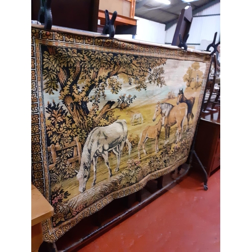 563 - Silk Wall Hanging Tapestry of Horses - Approximately 6ft Wide by 4ft High.