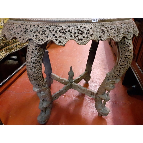 564 - Intricately Carved 19th Century Colonial Style Coffee Table.