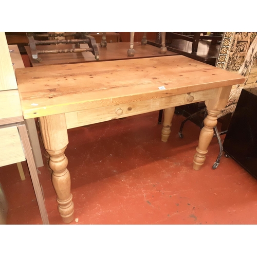 565 - Solid Pine 2 Drawer Kitchen Table - 4ft x 2ft.