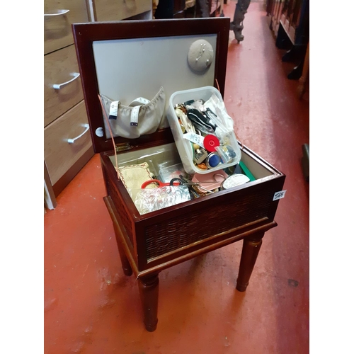 568 - Sewing Box Stool and Contents of Sewing Accessories.