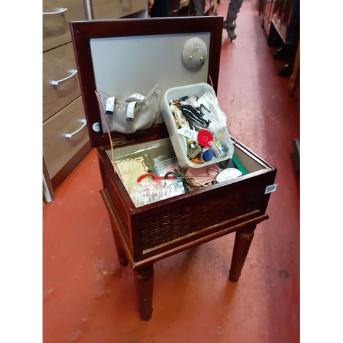 568 - Sewing Box Stool and Contents of Sewing Accessories.