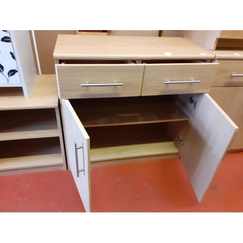 574 - Light Oak Effect Two Drawer, Two Door Sideboard.