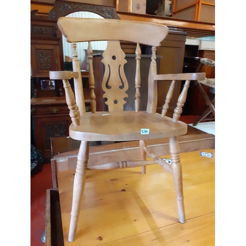 579 - Solid Pine Fiddle Back Farmhouse Chair.