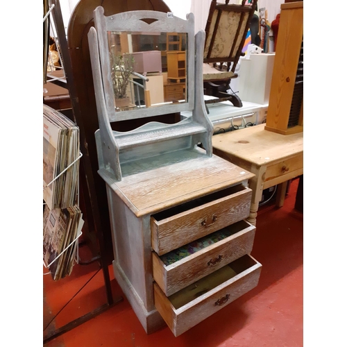 602 - Three Drawer Whitewash Finish Chest of Drawers with Mirror to Top.