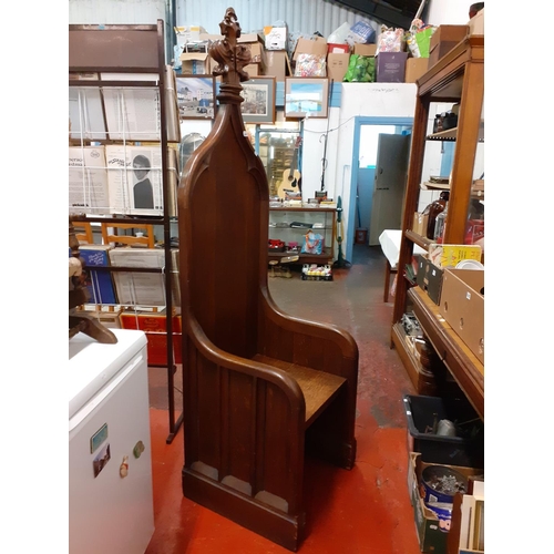 604 - Vintage Oak High Backed Clergy Chair.