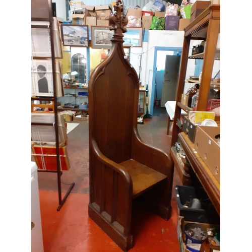 604 - Vintage Oak High Backed Clergy Chair.