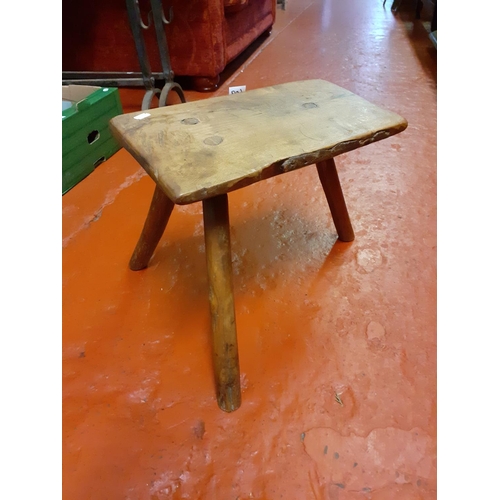 609 - Vintage Oak Three Legged Milking Stool.