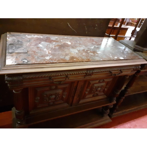 612 - French 19th Century Style Carved Oak Buffet with Two Drawers, Double Cupboard & Undershelf with a So... 