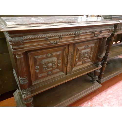 612 - French 19th Century Style Carved Oak Buffet with Two Drawers, Double Cupboard & Undershelf with a So... 