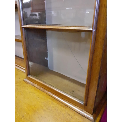 624 - Large Oak Glazed Top Dog Kennel Dresser with 2 Glazed Doors to Top with Plate Rack.