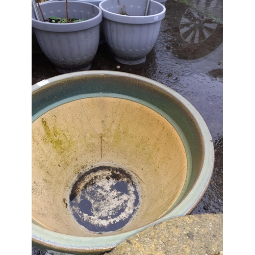 653 - Concrete Garden Planter along with a Ceramic Planter.