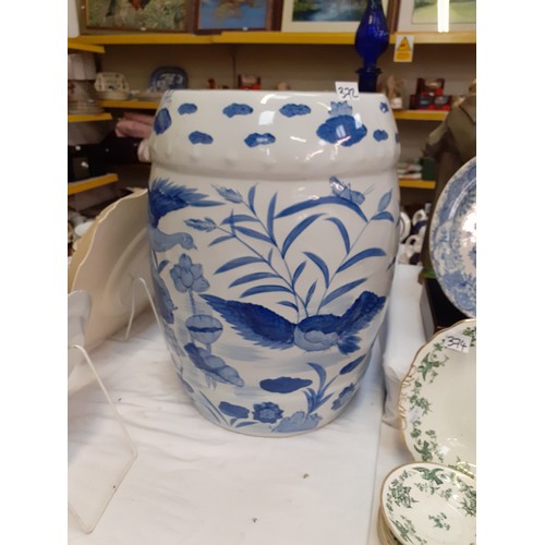 372 - Large Blue & White Oriental Ceramic Garden Seat - approx 19