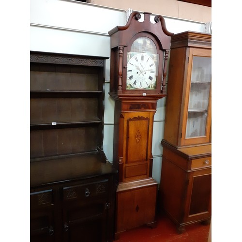 495 - 8 Day Joseph Collins of Cardiff Mahogany & Oak Inlaid Grandfather Clock Circa 1850 in Working Condit... 