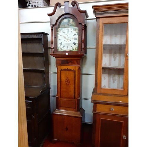 495 - 8 Day Joseph Collins of Cardiff Mahogany & Oak Inlaid Grandfather Clock Circa 1850 in Working Condit... 