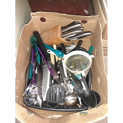 100 - Box of Cutlery & Kitchen Utensils etc.