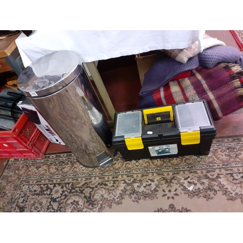 108 - Stainless Metal Pedal Bin & Empty Tool Box.