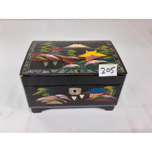 205 - Hand Decorated Oriental Jewellery Box.