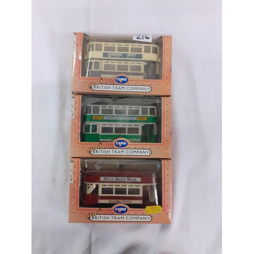 216 - Boxed Corgi Great British Tram Company Dover Corporation Tramways Tram, Nottingham Corporation Tramw... 