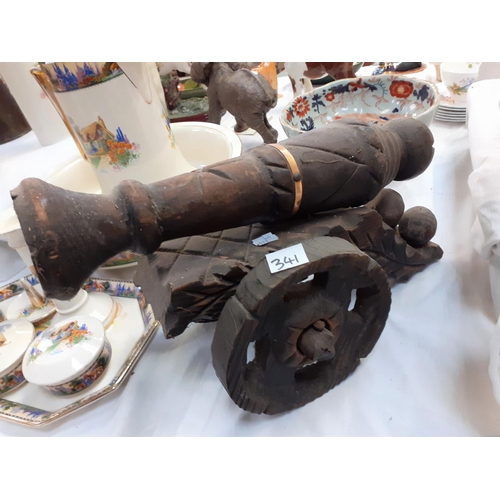 341 - Large Hand Crafted Wooden Cannon - Approximately 18