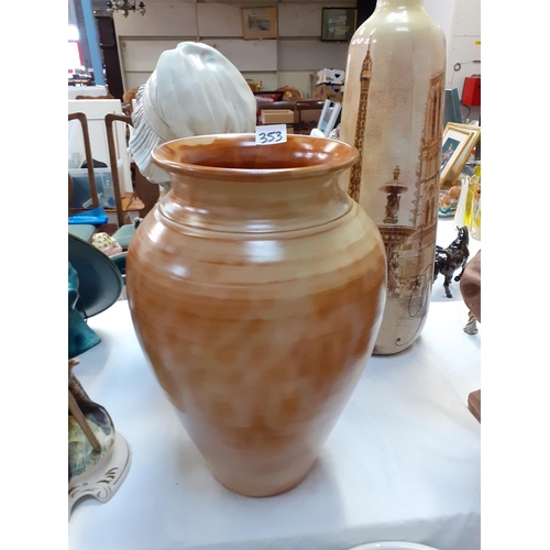 353 - Large Brown Pottery Vase Approx 14