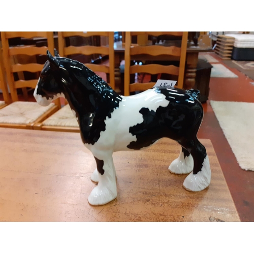 431 - Beswick Black & White Piebald Shire Horse Model no 818 - Restored