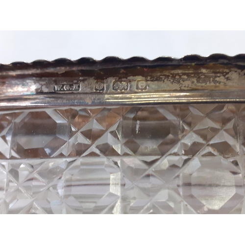 452 - Hallmark Silver Lidded Oval Glass Trinket Box.